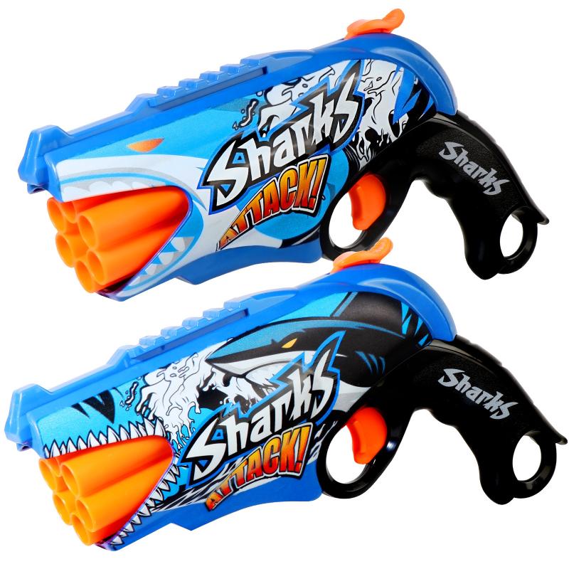 Children Air Soft Bullet Gun Toys Graffiti Shark Color Scheme 6-Round Automatic Safe Outdoor Shooting Sports Kids Boys Gifts