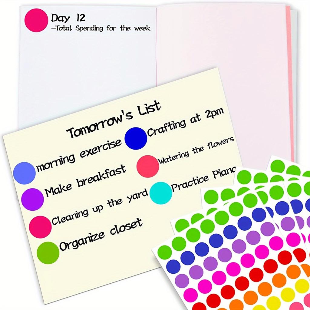[Colorful Stickers] 700pcs Colorful Round Dot Stickers | 10 Colors, Plastic Labels for Office and Classroom Paper Organization