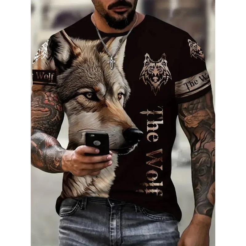 Summer Fashion Street Cool Short-sleeved 3D Digital Printed Gradient Lion Men's T-shirt