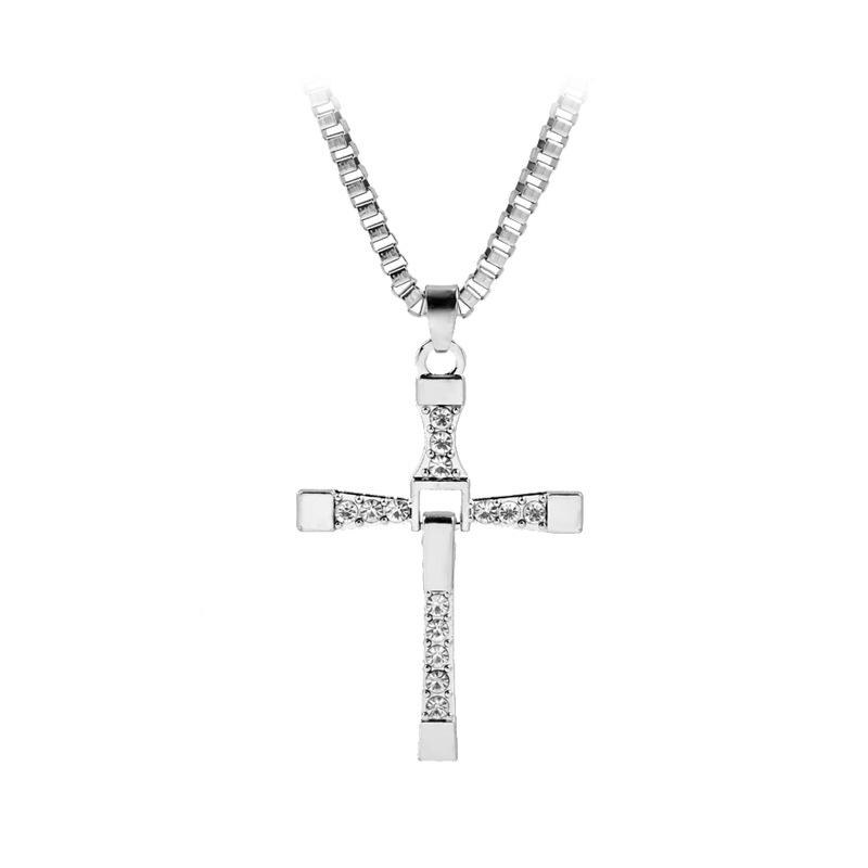 European & American Fashion Rhinestone Cross Clavicle Necklace