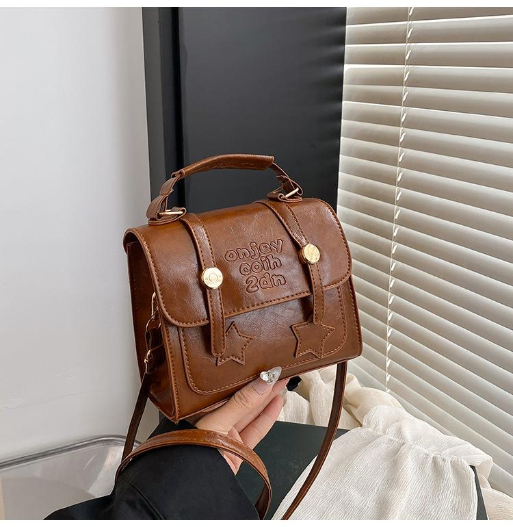 Retro Texture Portable Small Bag Women's 2025 Autumn and Winter Niche Women's Shoulder Messenger Bag Fashionable and Simple Small Square Bag