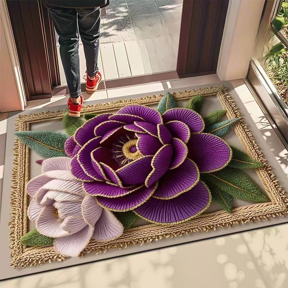 

3D Floral Carpet Bathroom Absorbent Floor Mat Anti Slip Floor Mat Entrance Dirt Resistant Floor Mat Easy To Maintain 40*50cm