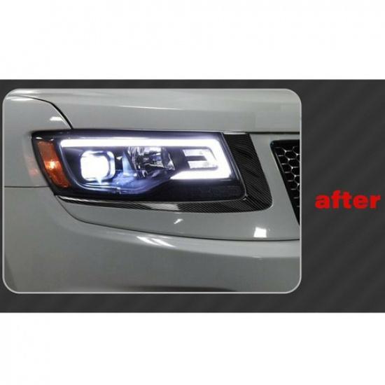 Carbon Fiber Headlight Eyelid Eyebrow Cover Trim Fit For Grand Cherokee 14-16 T3