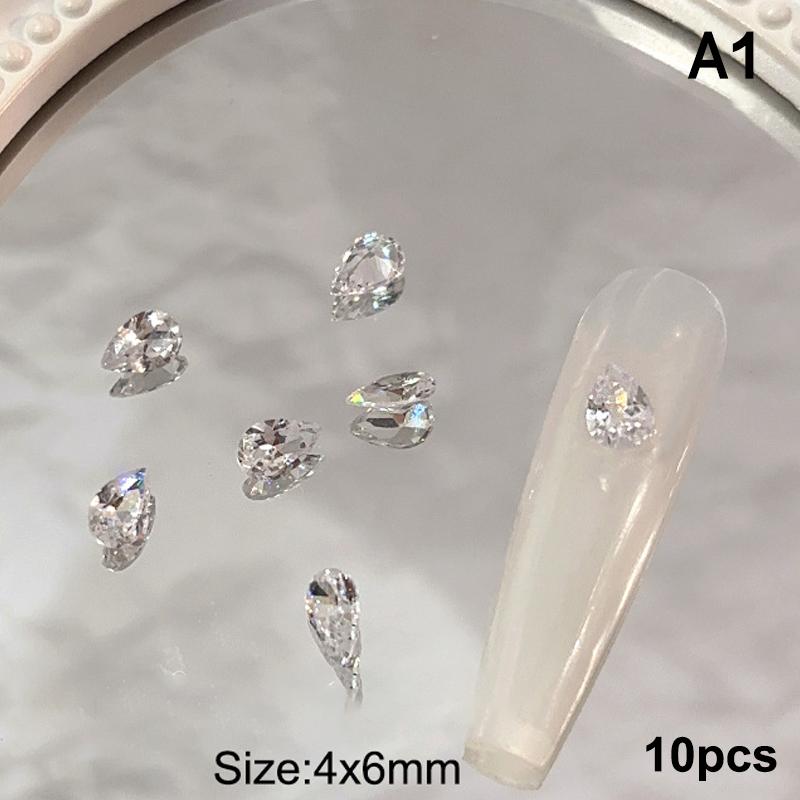 5Pcs Sparkling Transparent Zircon Nail Art Shiny Clear Pointed Bottom  3D Diy Manicure Decoration Accessorie