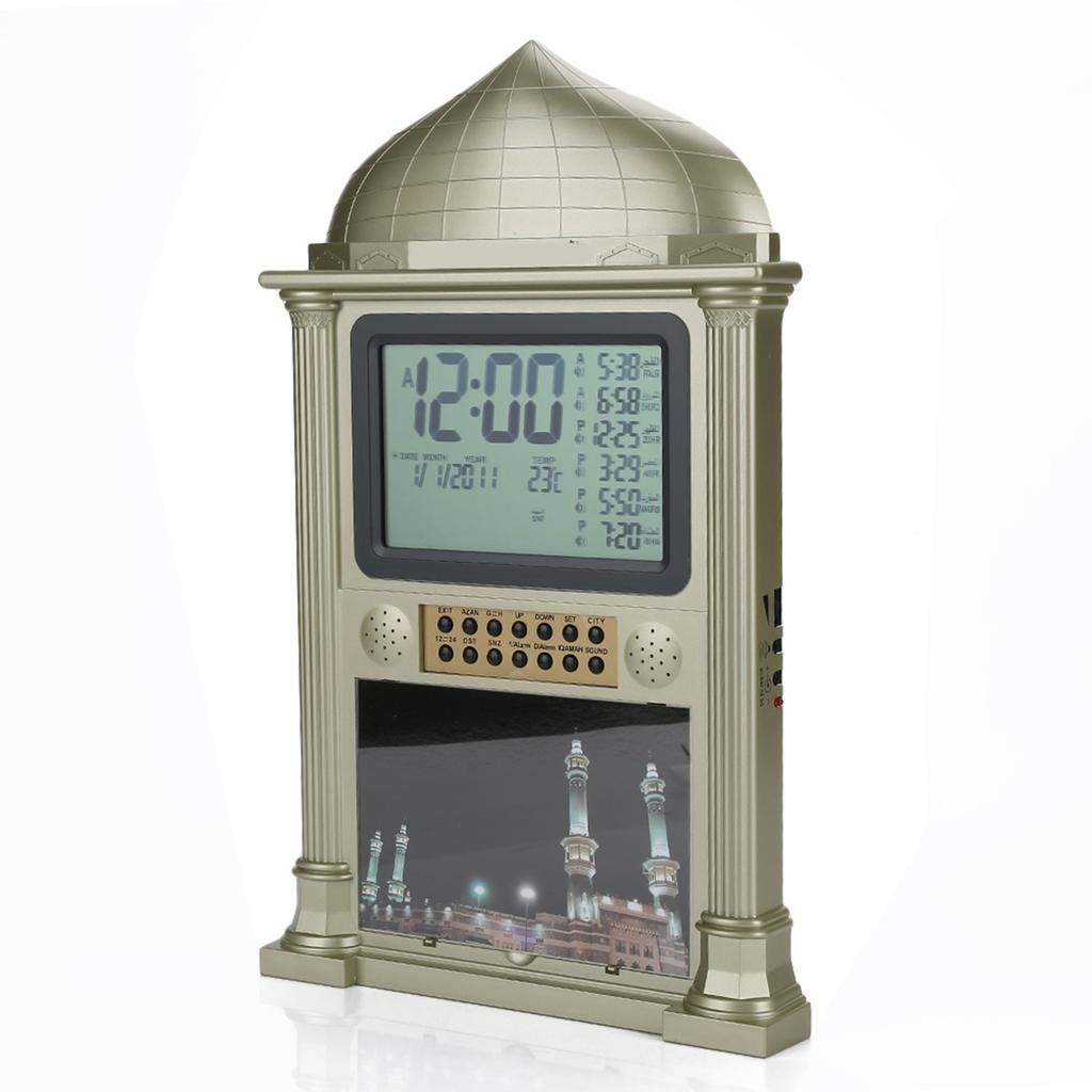 1Pcs Plastic Islamic Prayer Digital Calender Time Display Alarm Wall Clock(grey)