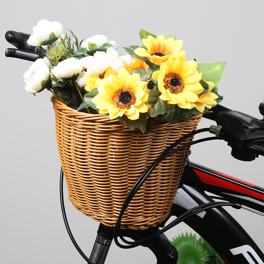 Braided Bicycle Basket Bicycle Bell Removable Imitation Rattan Bicycle Basket Waterproofing Hand-Woven Small Bicycle Basket China Mainland