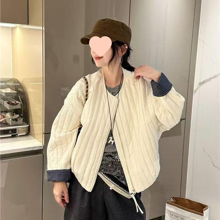 Korean High-End Women's Round Neck Cotton Jacket - Winter 2025, Lightweight, Warm, Loose Fit, Short Padded Coat