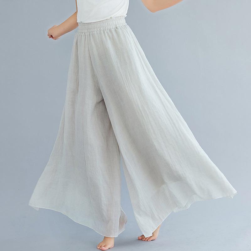 Ethnic Style Plus Size Elastic Waist Linen Skirt-Pants, 12 Colors - Lotte 2024 Mori Girl Collection