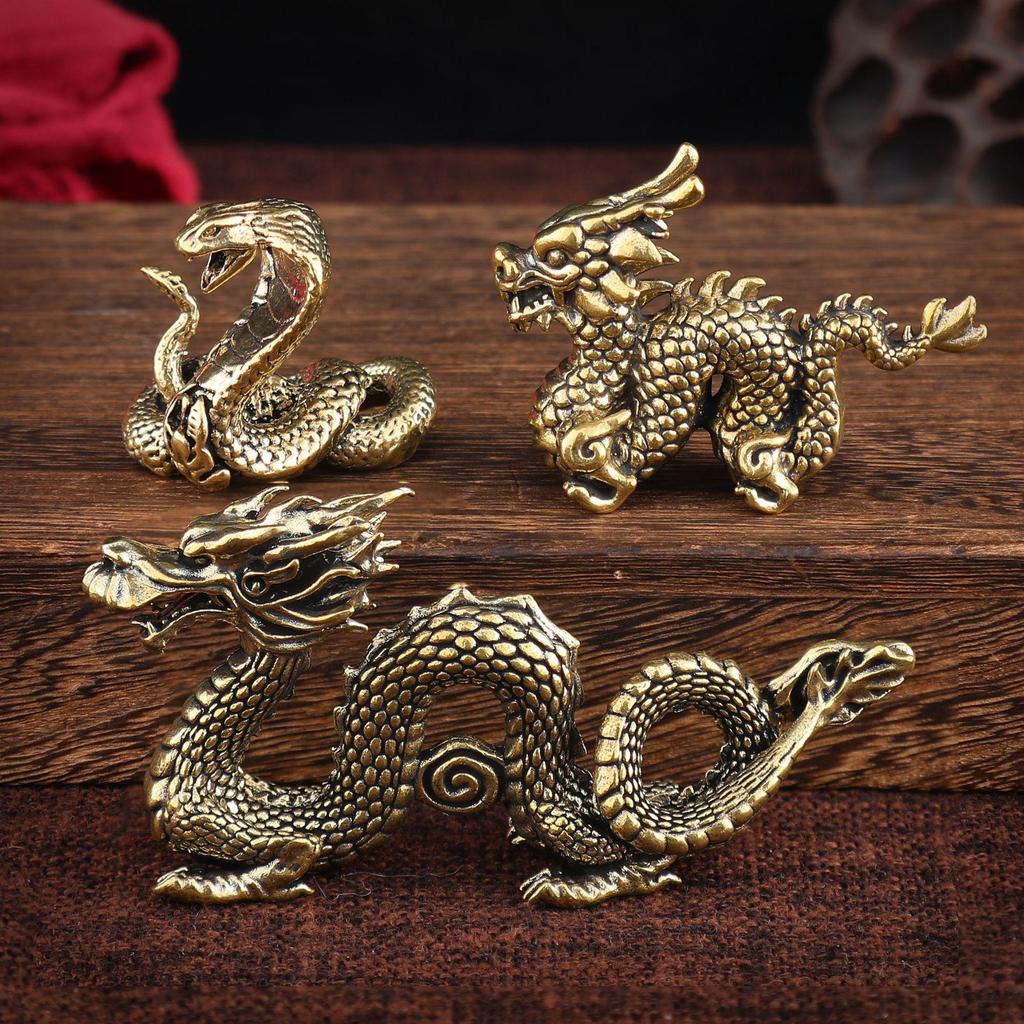 Retro Brass Chinese Zodiac Dragon Desktop Ornament