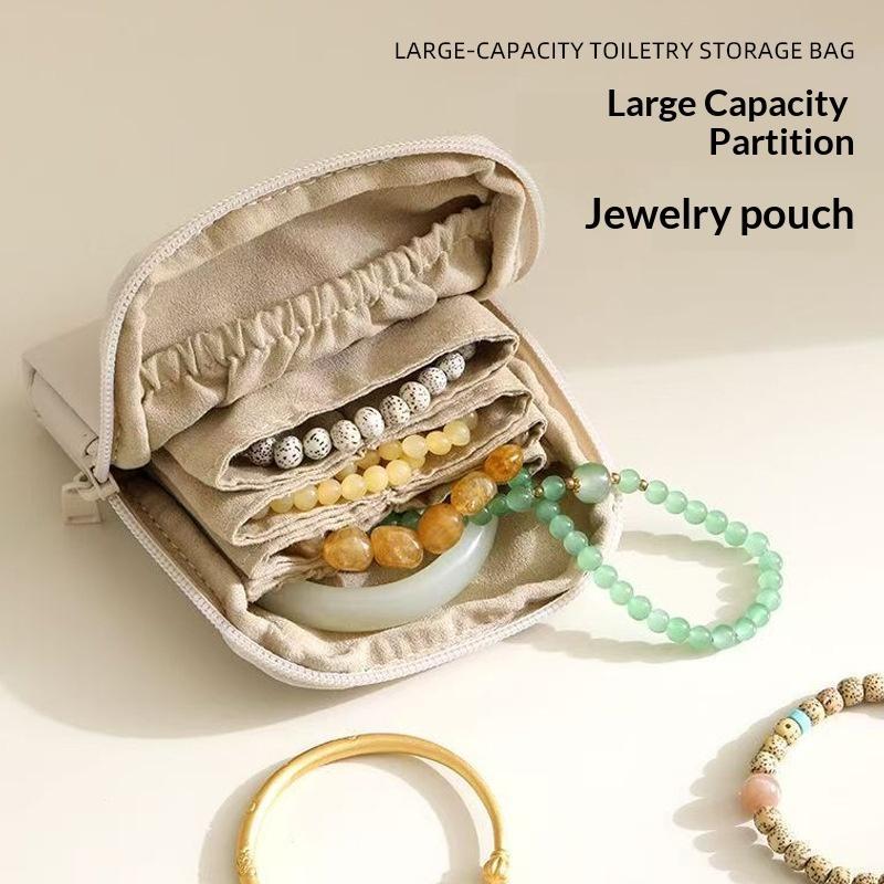 6-Layer Jewelry Storage Bag, Pu Jewelry Pouch Bags For Watch Bracelet Rings Earring Crystal, Portable Travel Jewelry Case