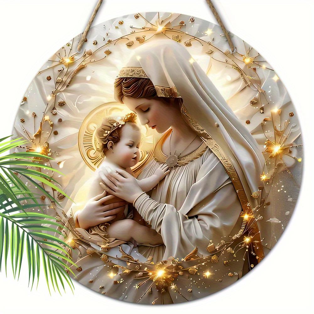 

5 шт. деревянная подвесная табличка с изображением рождественского вертепа - рождение и крещение Иисуса, идеально подходит для рождественского и всесезонного декора, легко повесить на крыльце или в саду 5pcs