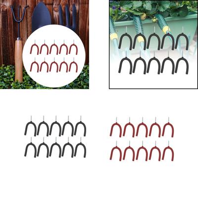 10Pcs Screw In U Hooks Garage Workshop Storage Hooks Wall Mounted for Rake Tennis Racket Equipment Utility Hooks Tool Holders