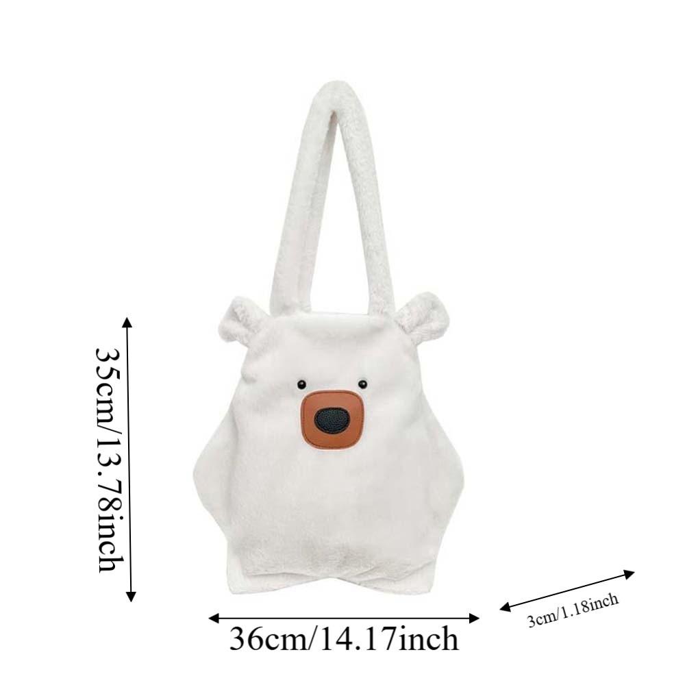 Soft Cute Capybara Bag Adorable Polyester Furry Bear Handbag Solid Color Lightweight Cartoon Shoulder Pouch Students