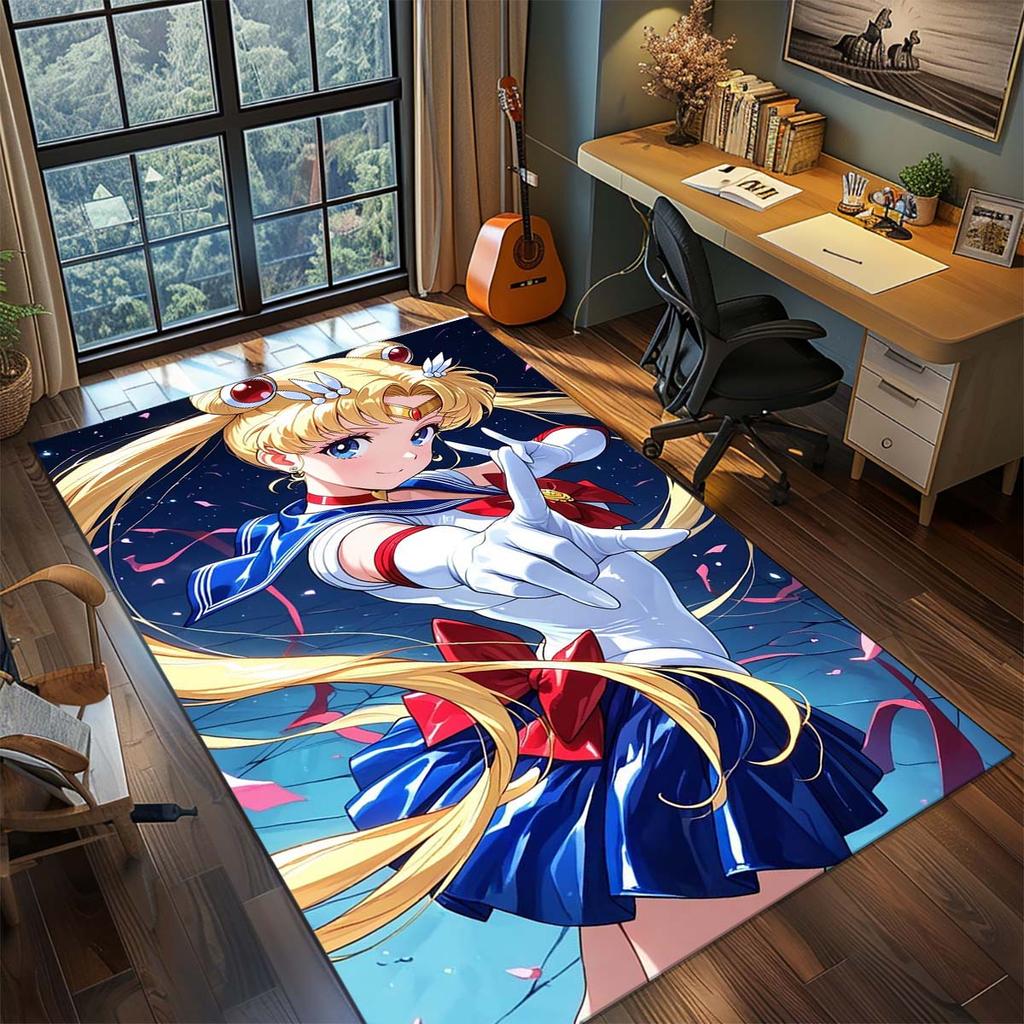 Sailor Moon Anime Teppich Großer Teppich Rutschfeste Waschbare Fußmatte Gamer Zimmer Schlafzimmer Heimdekoration -QJY