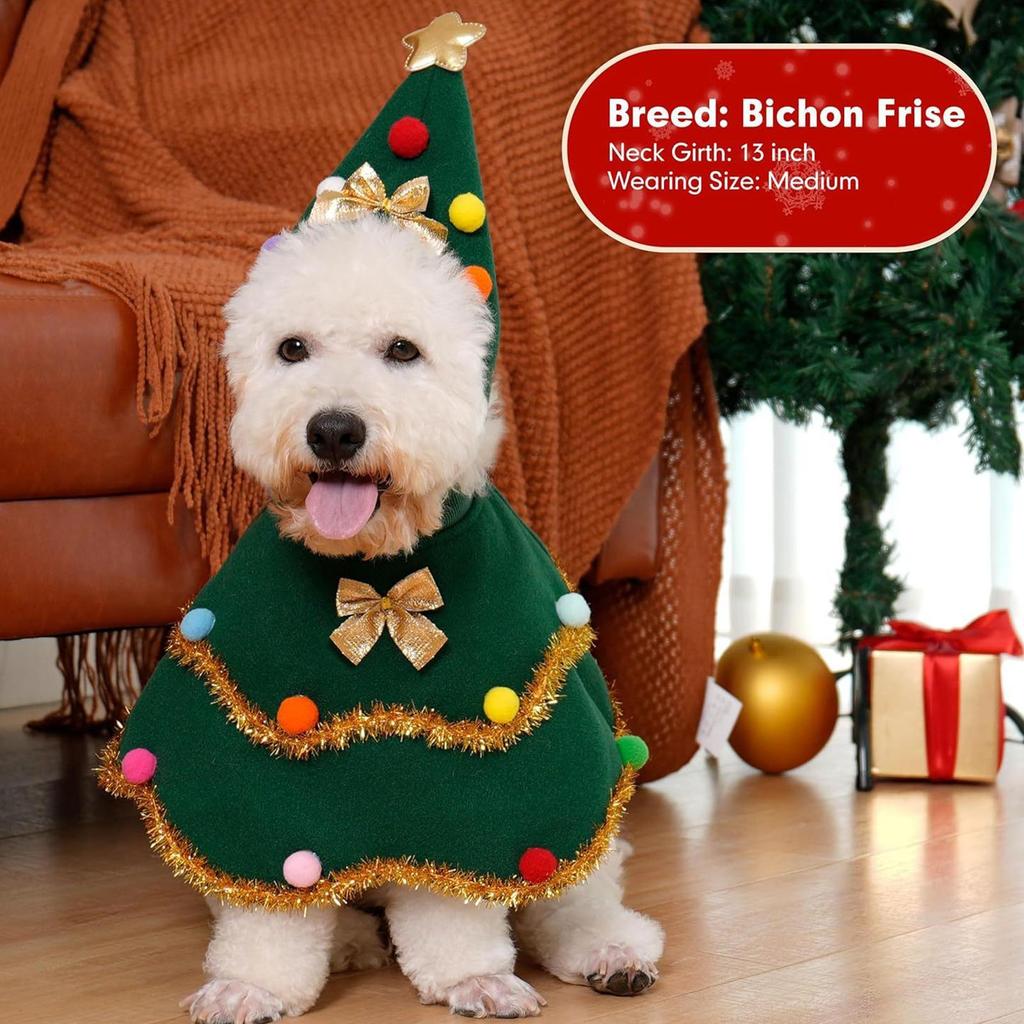 Dog Christmas Costumes Christmas Tree Pet Outfit Funny Puppy Costumes For Party Gathering Holiday Photograph Walking Outdoor