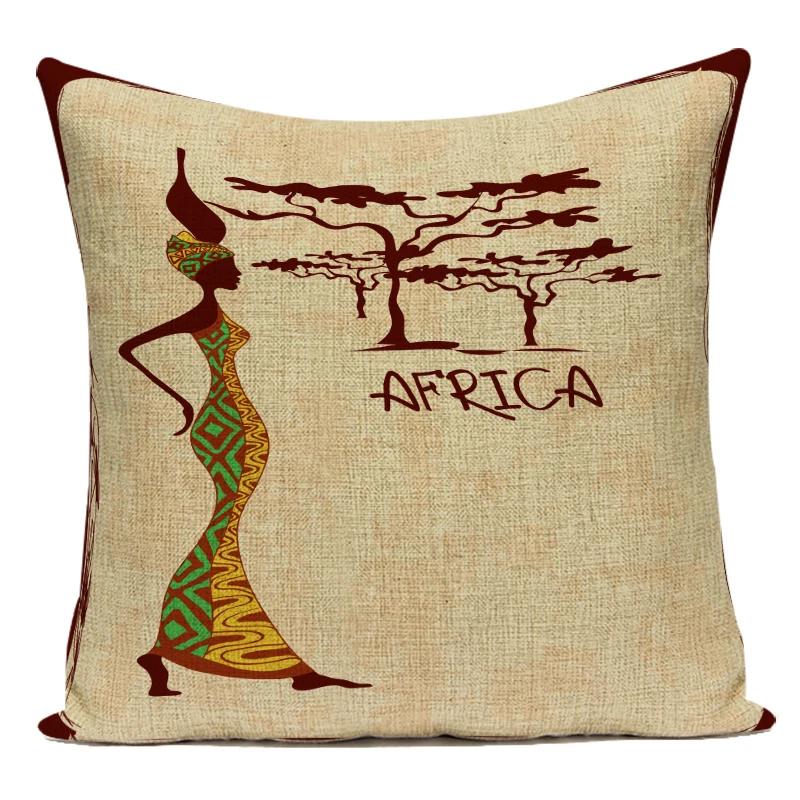 Africa Decorative Cushion Cover African Woman Custom Pillow Case National Costume Pattern Sofa Home Decor Pillow Cover