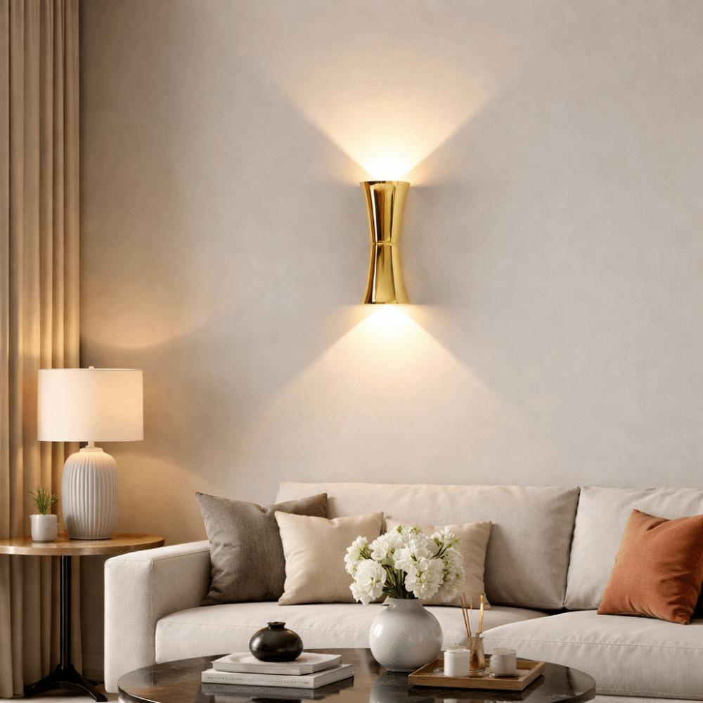 Creative LED Hourglass Wall Lamp Wireless Up Down Light Motion Sensor Night Light Adjustable Brightness Dimmable