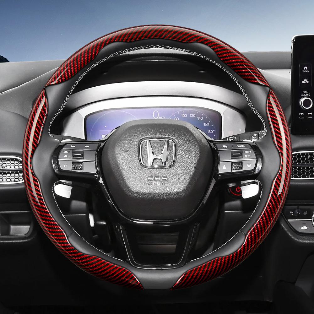 Suitable for Honda Carbon Fiber Texture Steering Wheel Cover with Segmented Quick-Release Design, Durable, for Cr-V Civic Hr-V Zr-V Vezel City Amaze