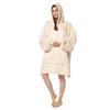 Women's Winter Warm Home Hoodie New Pajamas Nightgowns With Pocket for Female Solid Color Fleece Homewear Soft Housecoat Plus Size