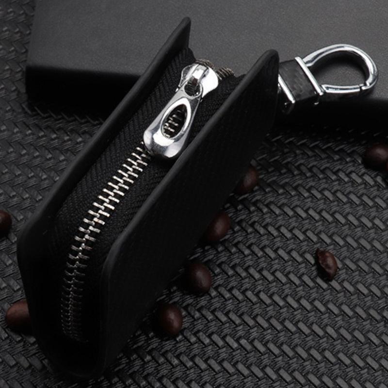 Carbon Fiber Car Key Case Key Bag Keychain Accessory For Porsche Cayenne Panamera Macan 911 718 Taycan Boxster Cayman 918 Pajun