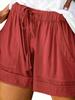 Shorts décontractés d'été pour femmes, couleur unie, coton et lin, coupe ample, cordon de serrage, poche, couleur unie