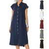 Women's Stand Collar Single-breasted Linen Cotton Cardigan Dress With Pockets