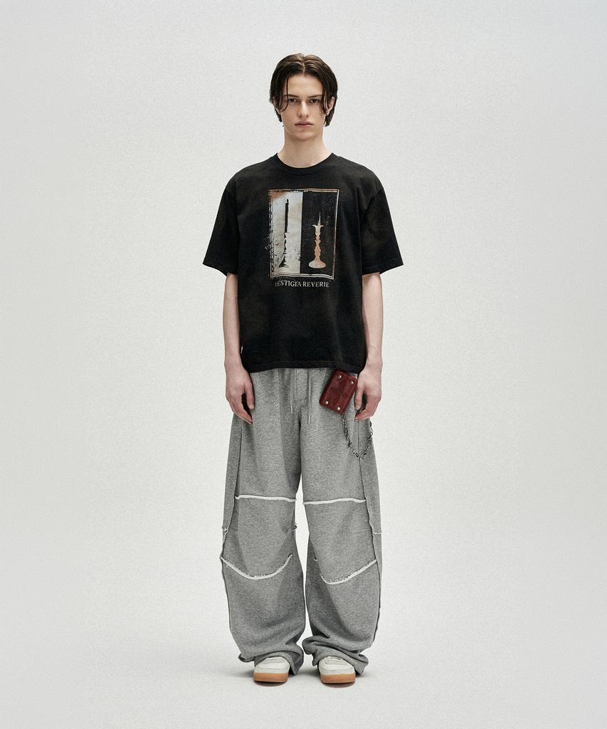 NOT4NERD Raw Edge Curved Biker Sweat Pants - Gray