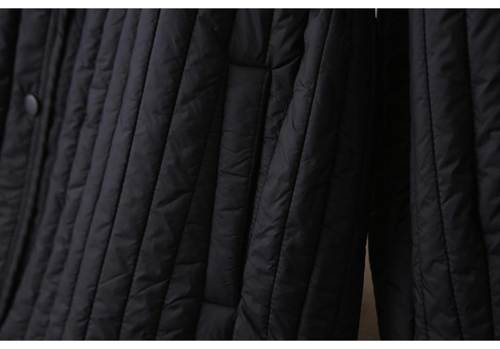 2025 Autumn/Winter Plus Size Striped Lightweight Cotton Jacket - Slimming Waist, Round Neck, Versatile Style for Women