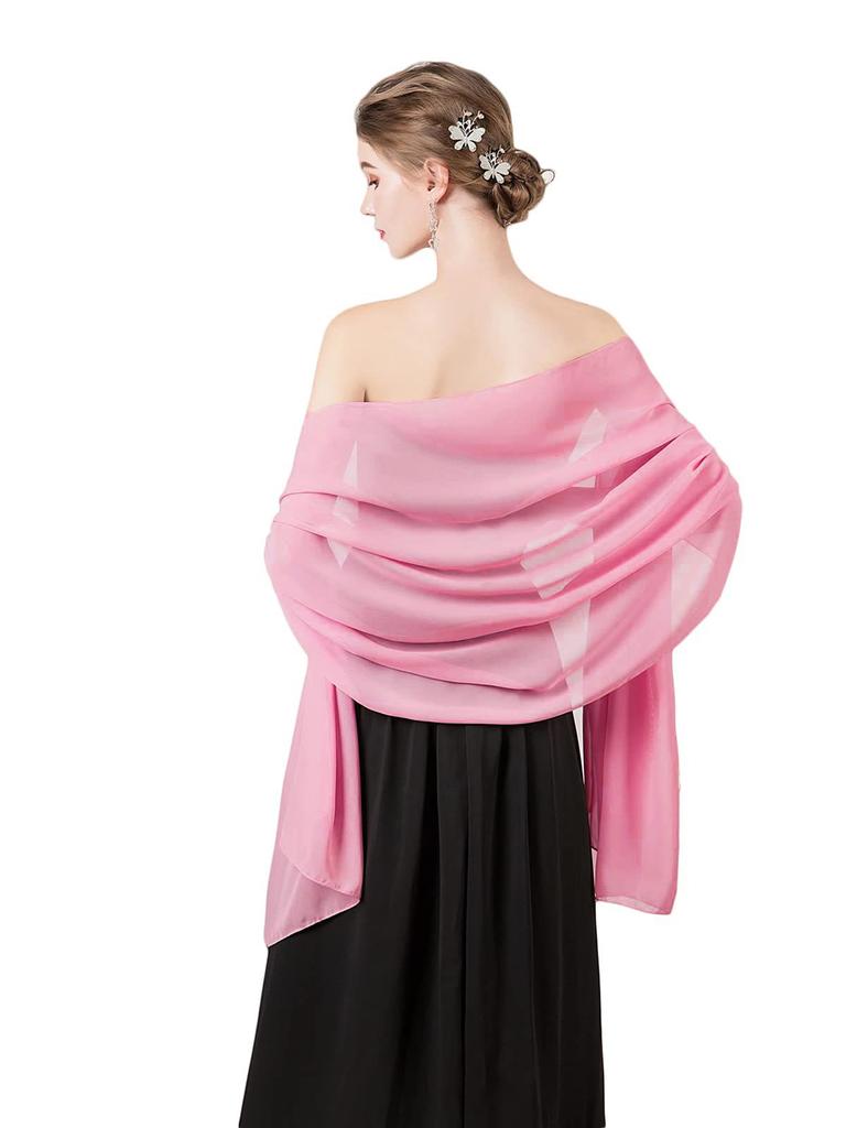 Women Transparent Chiffon Shawl Elegant Soft Silky Breathable Lightweight Wedding Accessory Bridesmaid Evening Dress Wrap