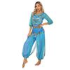 Women's Stage Performance Costume: Complete Belly Dance Set (Crop Top, Bloomers, Hip Scarf) with Bells, Halloween & Carnival
