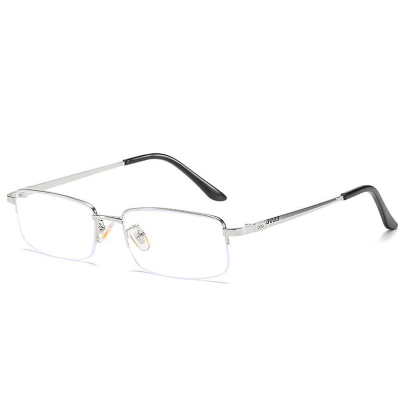 Metal Half Frame Prescription Eyeglasses for Men Blue Light Blocking Nearsighted Glasses 0 to -6 0 Diopters