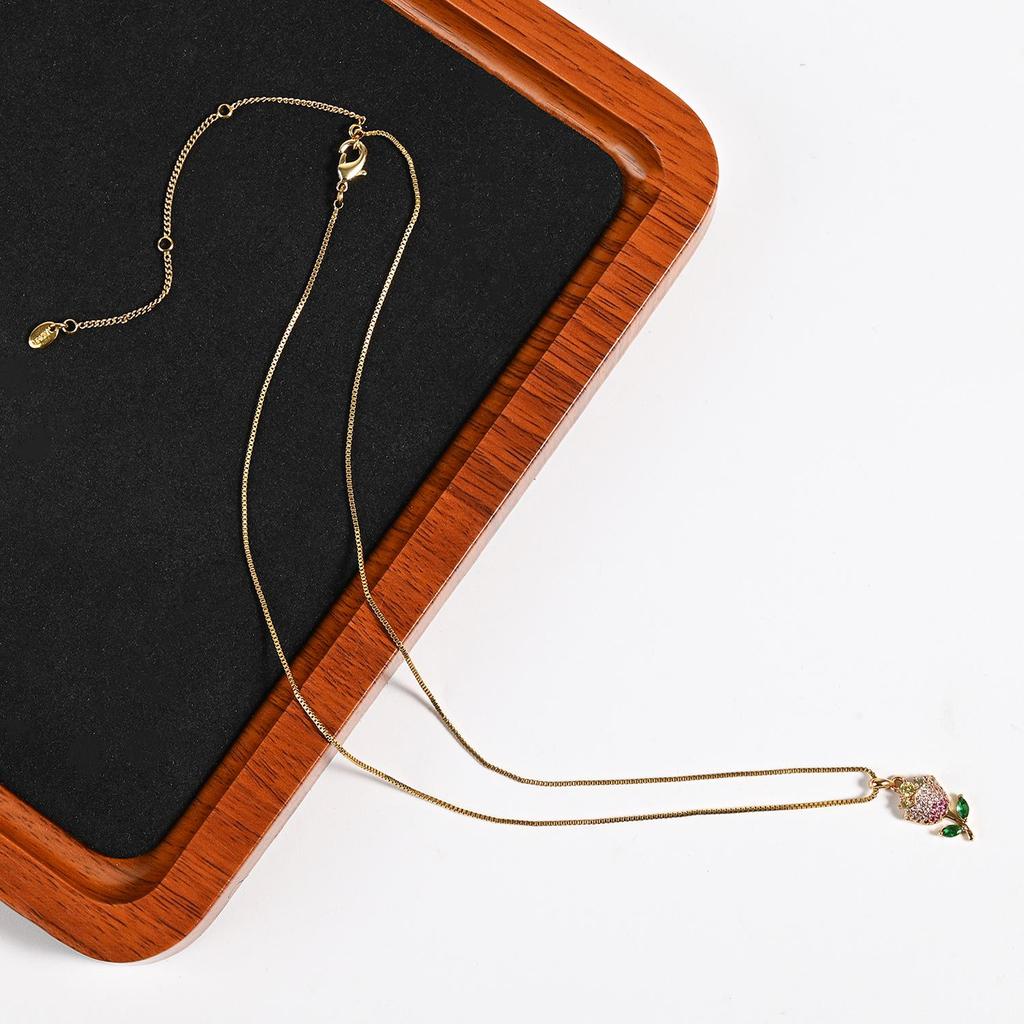 Elegant Rhinestone Tulip Necklace: Creative, Personalized Clavicle Chain in European & American Niche Fashion Style