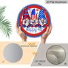 2D Flat, 1pc Round Aluminum "Happy 4th" Patriotic Gnome Sign, 4th of July American Flag Gnomes Metal Plaque, Cute Firework Design, Perfect for