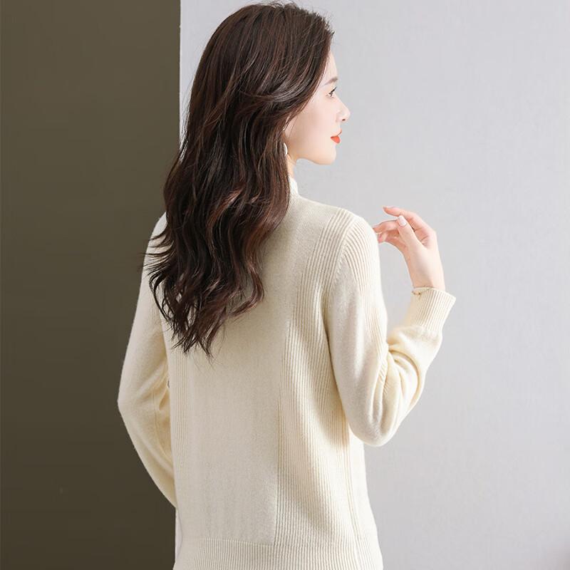 Yiliteng Women's 100% Lambswool Semi-High Neck Sweater