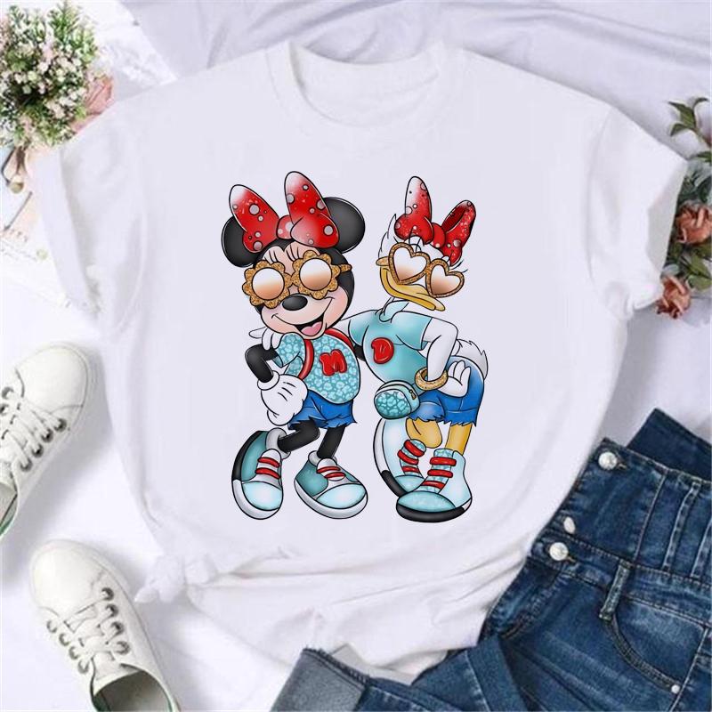 2025 New Popular Kawaii Disney T-shirt Cartoon Women Disney T-shirt Fun Top Fashion Women's T-shirt