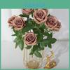 Artificial Ninehead Rose Bouquet Wedding Decor Silk Flowers For Home And Event Use