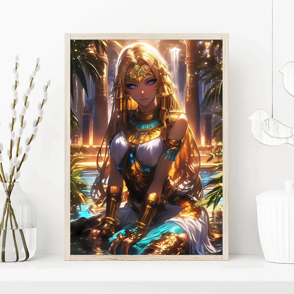 Agile Fashion Anime Girl Egyptian Style Sexy Goddess Poster Print Oil Painting Mural Living Room Home Decor Egyptian Characters