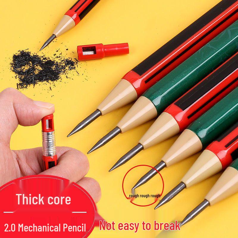 2B Push-Type Mechanical Pencil for Elementary Students, 2.0mm Thick Unbreakable Lead
