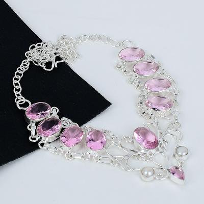 Pink Kunzite, Mother Of Pearl Jewelry Necklace, 925 Sterling Silver Necklace, Handmade Jewelry Necklace, Necklace For Mom, Wedding Jewelry