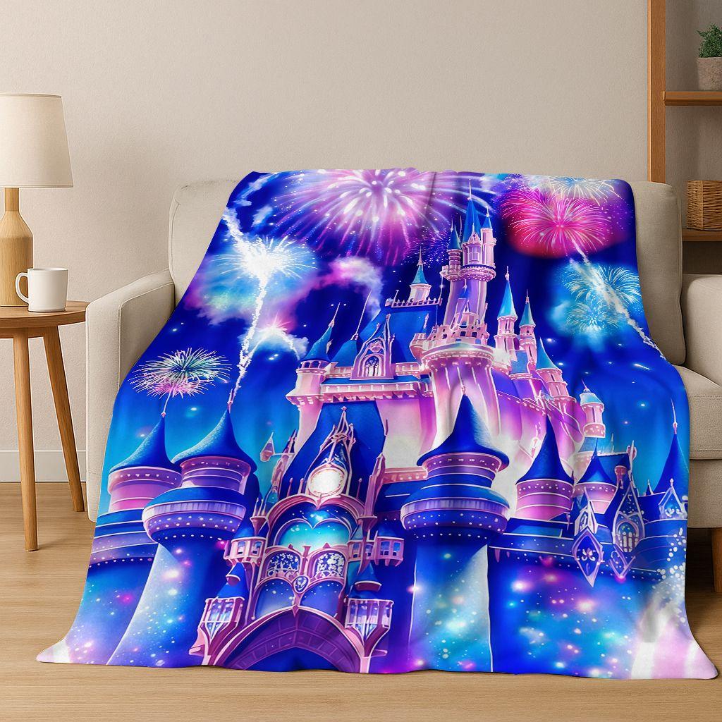 Enchanted Fairytale Princess Castle Gothic Castle Cartoon Flannel Blanket,Cozy Soft Throw Blanket for Home Bedroom Bed Sofa Kids