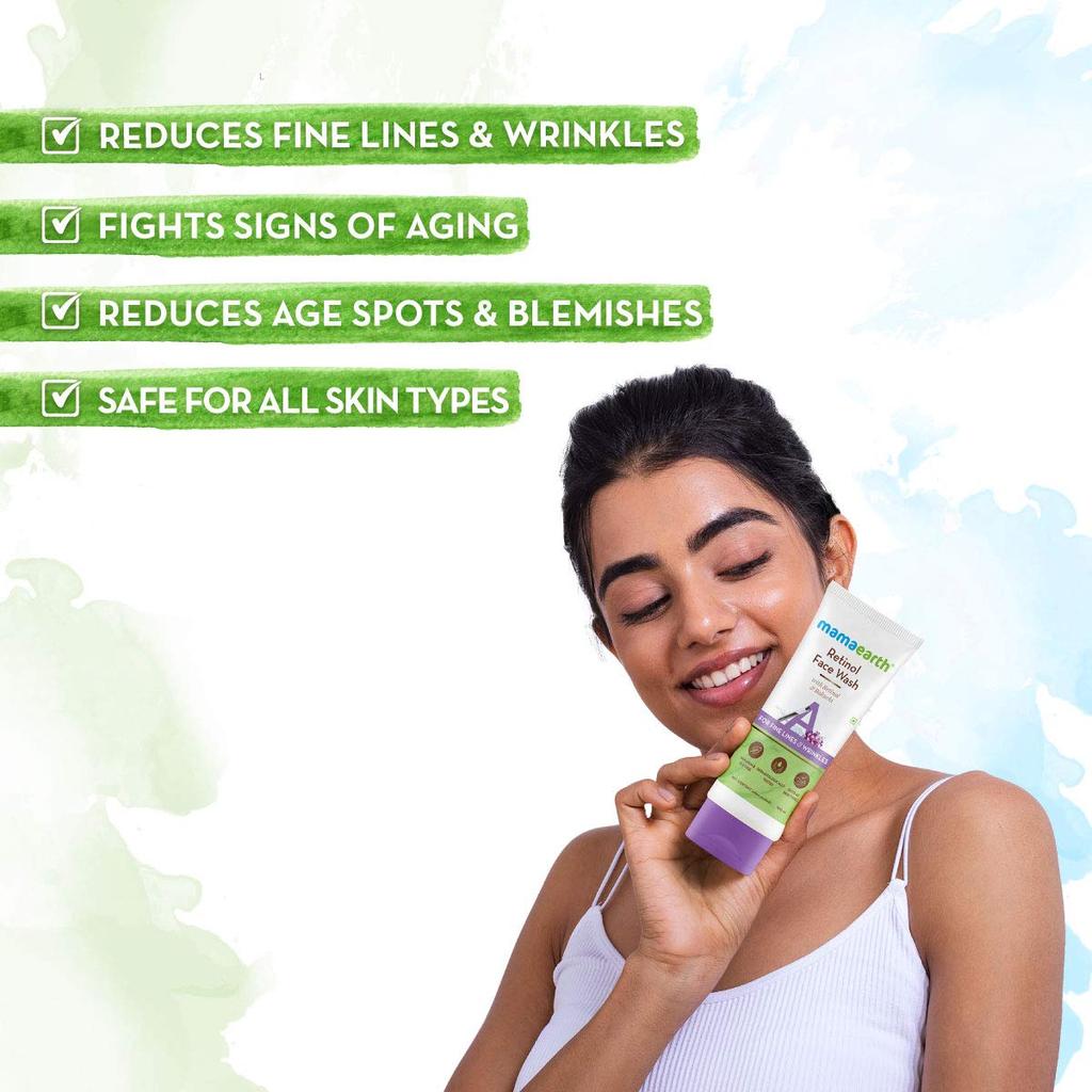 Mamaearth Retinol Face Wash with Retinol & Bakuchi for Fine Lines and Wrinkles – 100 Ml