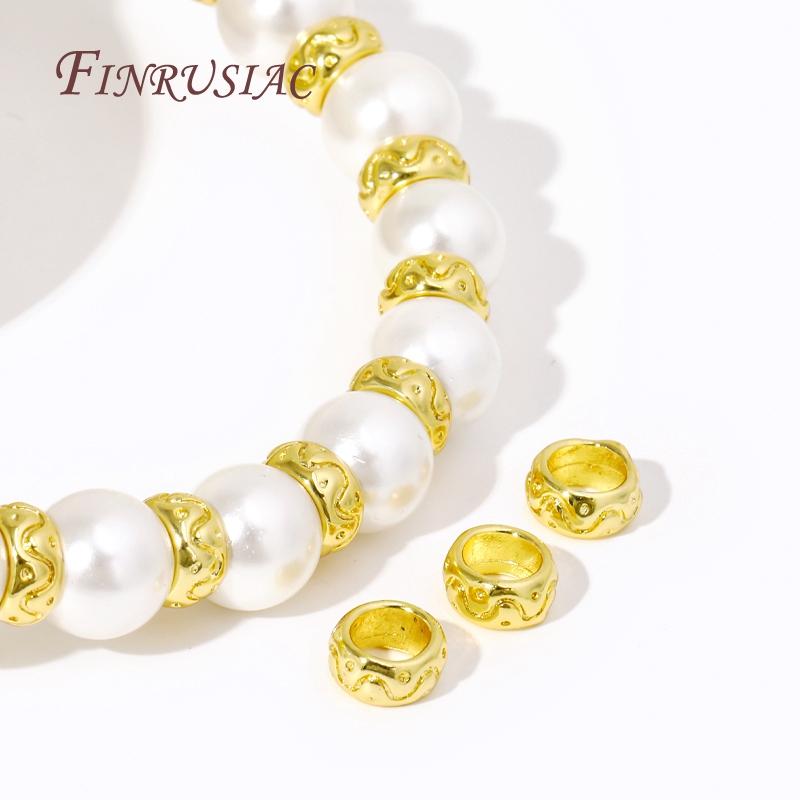 18K Gold Plated Large Hole Metal Beads,Round Spacer Beads,Bracelet Beads High Quality DIY Jewelry Accessories