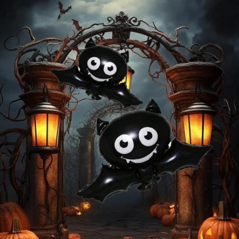 

2 pieces of round-eyed large bat aluminum film balloons, beautiful round-eyed large bat balloons, suitable for Halloween parties