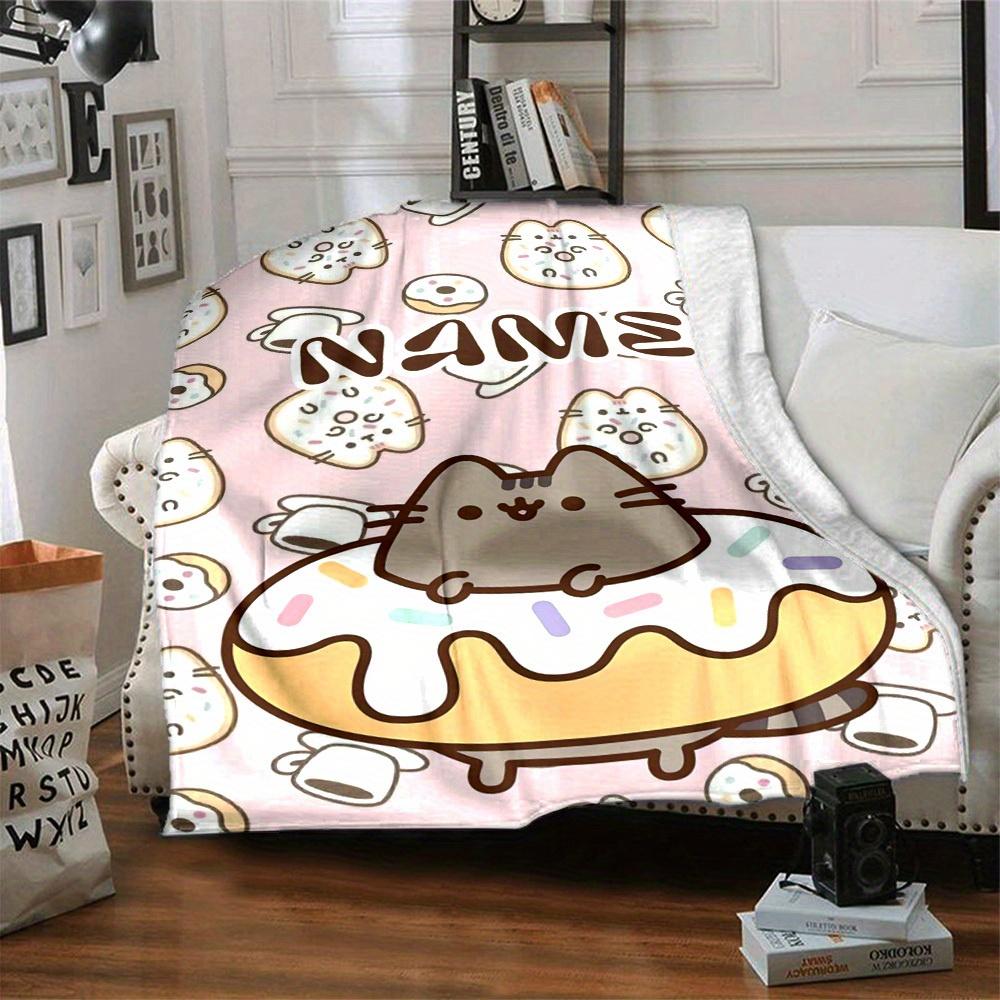 Cute Cat With Roses Home Customization Blankets Soft Cozy Lightweight Allseason Multipurpose Blanket For Picnics Sofas Offices Beds Living Rooms
