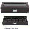Sturdy Carbon Fiber Watch Box Transparent Window Red Line Watch Storage Luxury 6 Slots Watch Case Jewelry Organize