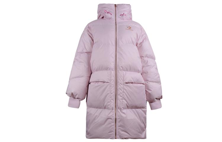 Converse Down Jackets Women s Nude Pink Hooded Moderate Puffer Jacket 10019328-A02 XXL