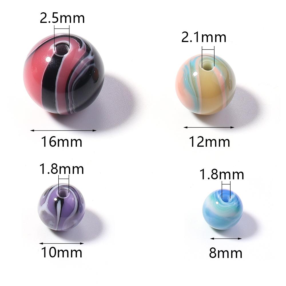 10-50pcs 8/10/12/16mm Resin Beads Ink Wash Oil Painting Style Round Loose Bead For DIY Jewelry Making Bracelet Necklace Supplies