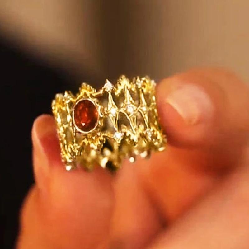 

CAOSHI Creative Design Luxuriant Women Rings Noble Red Cubic Zirconia Engagement Wedding Accessories Aesthetic Hollow Zircon 6