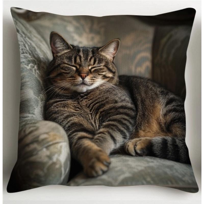 1/4Pcs Sofa Tabby Cat Skin-Friendly Pillowcases Romantic, Colorful Fascinating-Themed Pillow Cover Square Cushion Case 45X45Cm