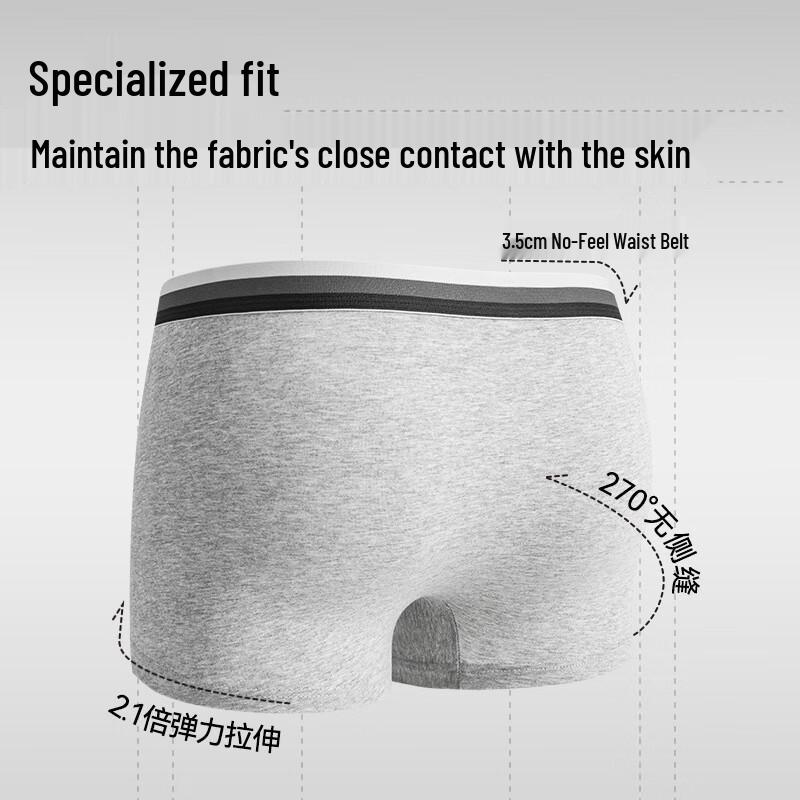 B.JOBSEN Men's Pure Cotton Antibacterial Boxer Briefs 2-Pack